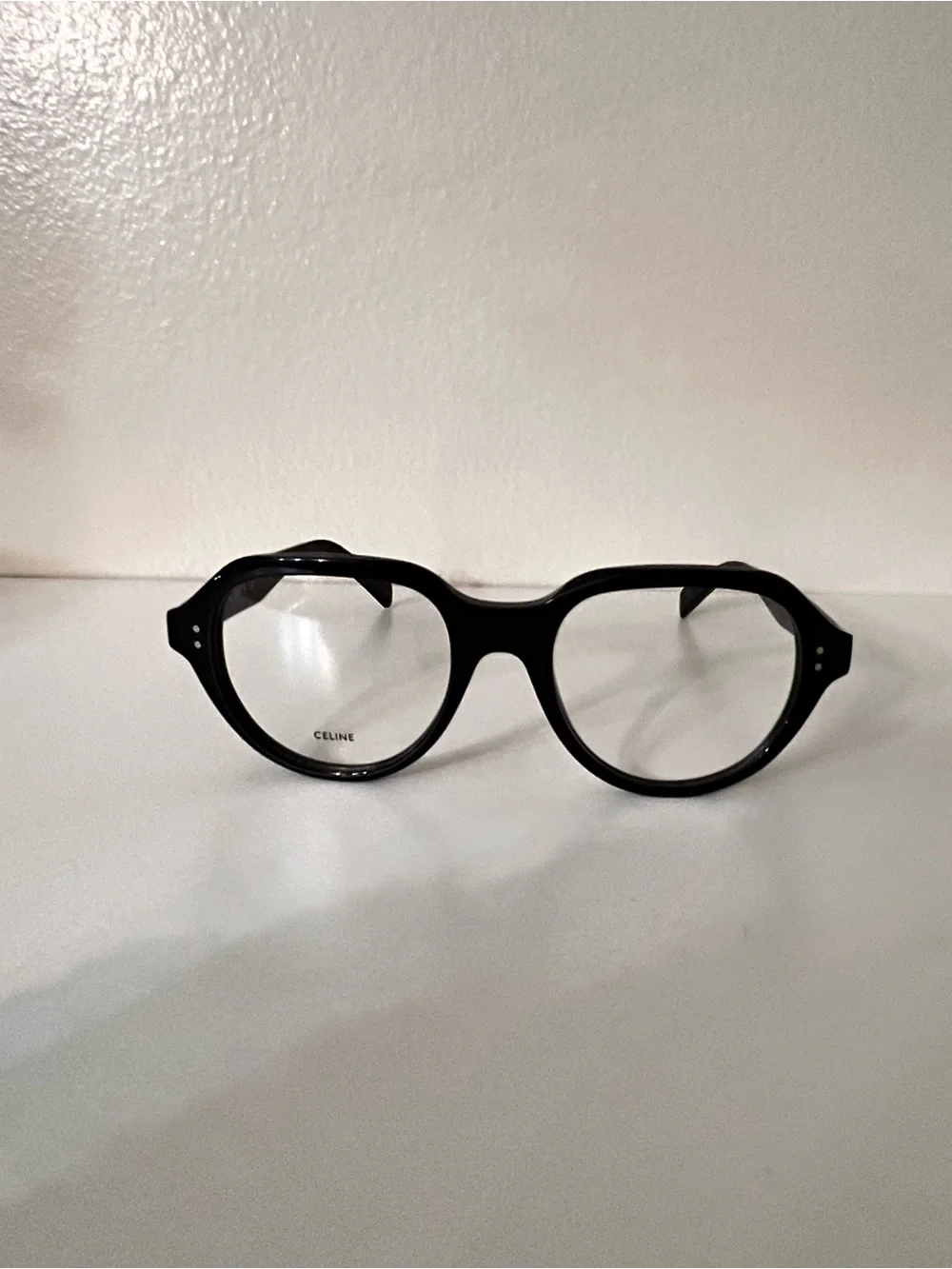 Celine Black Round Acetate Glasses with Clear Lenses